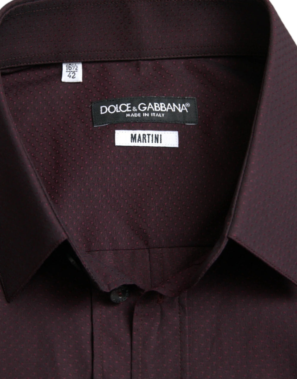 Dolce & Gabbana Maroon Jacquard Formal Dress MARTINI Shirt - IT42 | XL - Shirts