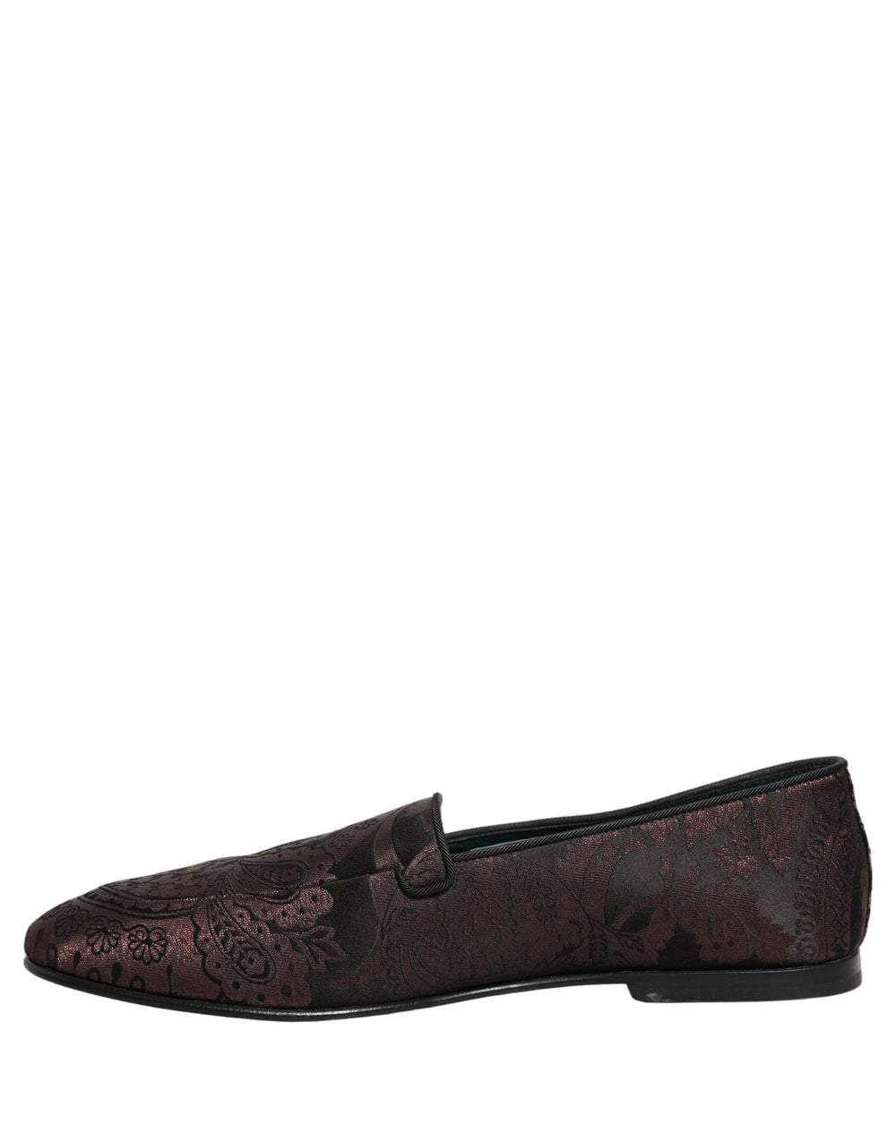 Dolce & Gabbana Maroon Jacquard Leather Slip On Loafers Shoes - EU44/US11