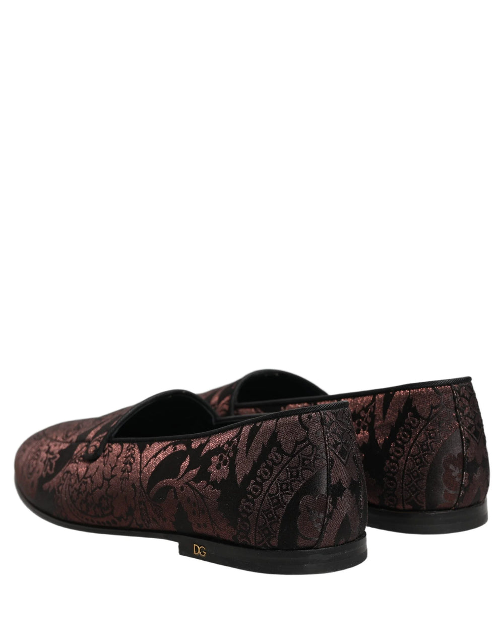 Dolce & Gabbana Maroon Jacquard Leather Slip On Loafers Shoes - EU44/US11