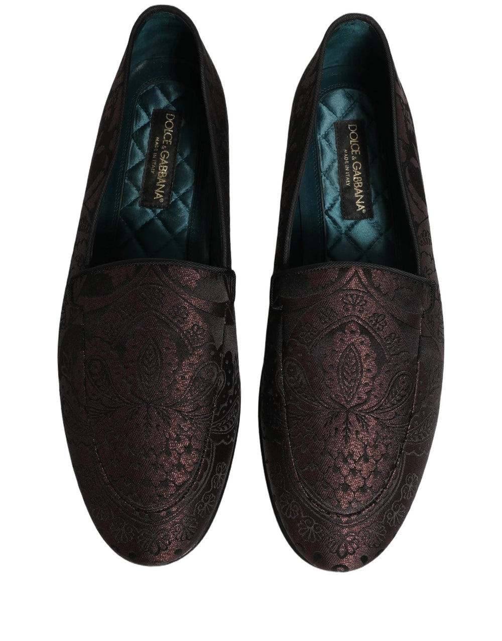 Dolce & Gabbana Maroon Jacquard Leather Slip On Loafers Shoes - EU44/US11