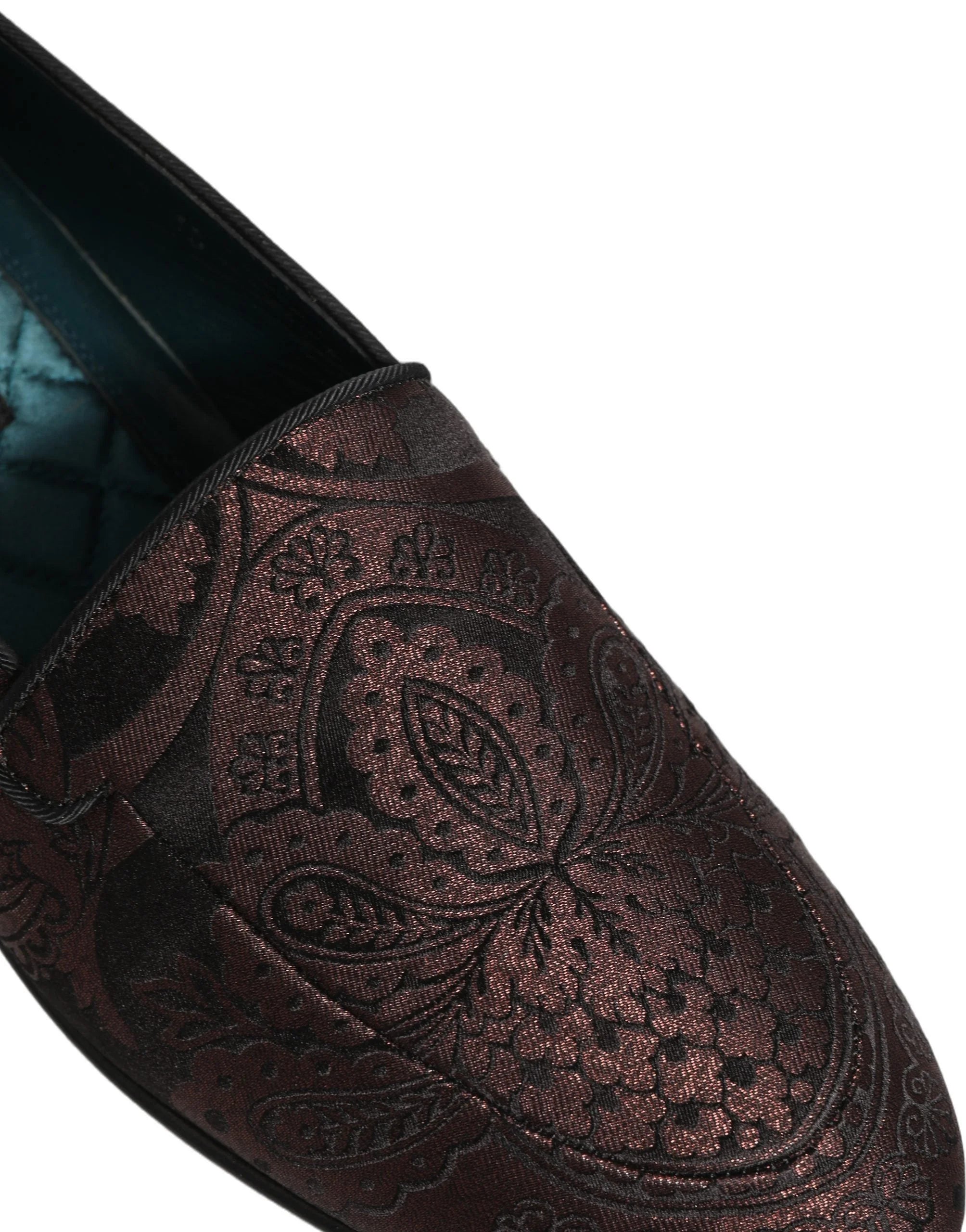 Dolce & Gabbana Maroon Jacquard Leather Slip On Loafers Shoes - EU44/US11