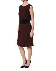 Dolce & Gabbana Maroon Lace Sleeveless Knee Length Dress - IT38 | XS
