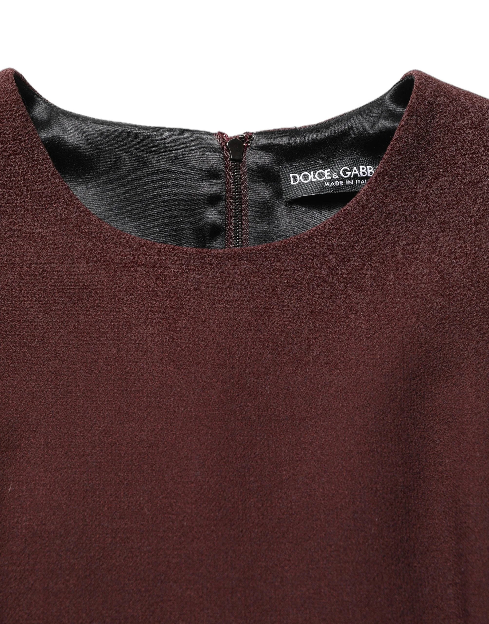Dolce & Gabbana Maroon Lace Sleeveless Knee Length Dress - IT38 | XS