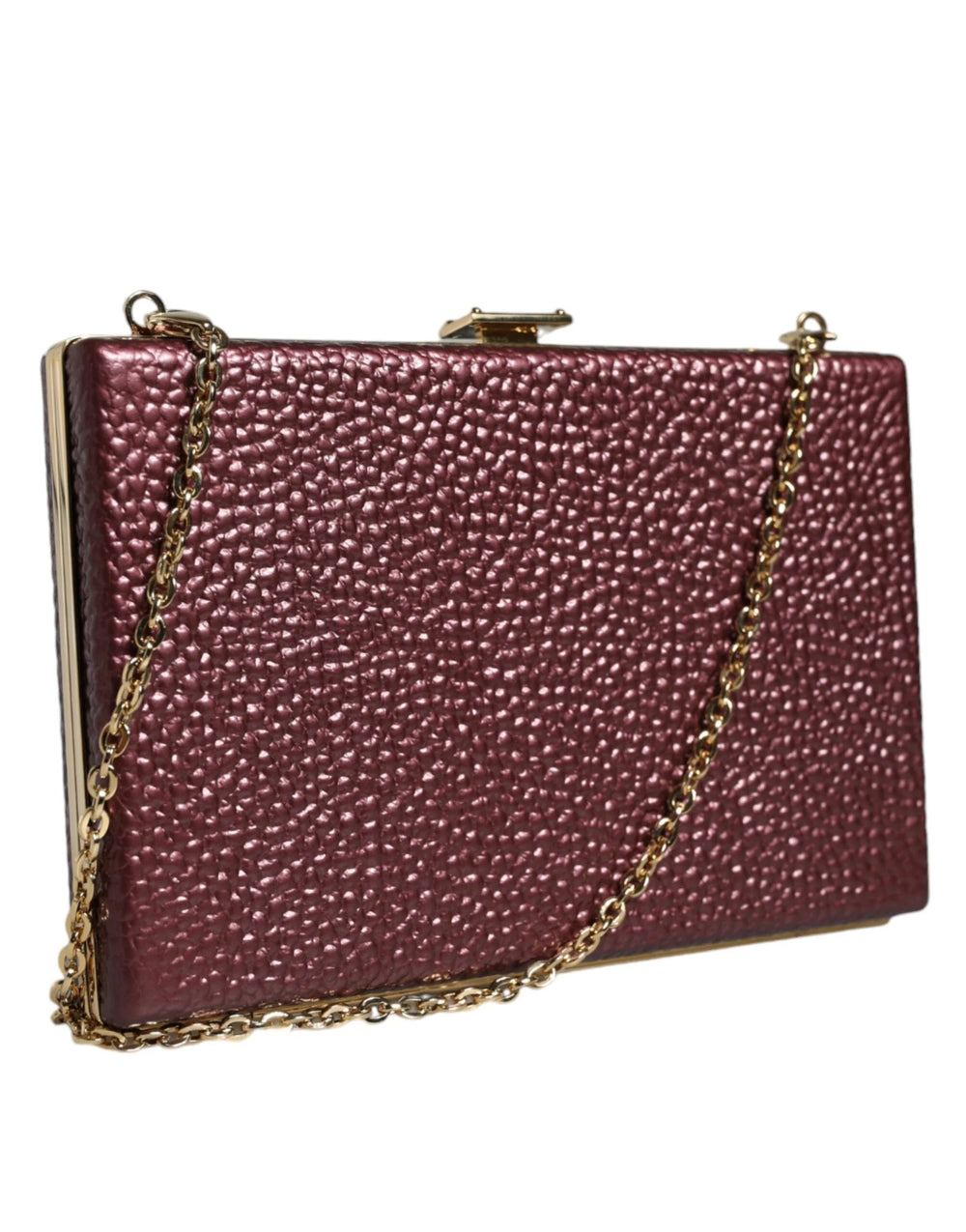 Dolce & Gabbana Maroon Leather Clutch Evening Crossbody Bag - Clutch Bags