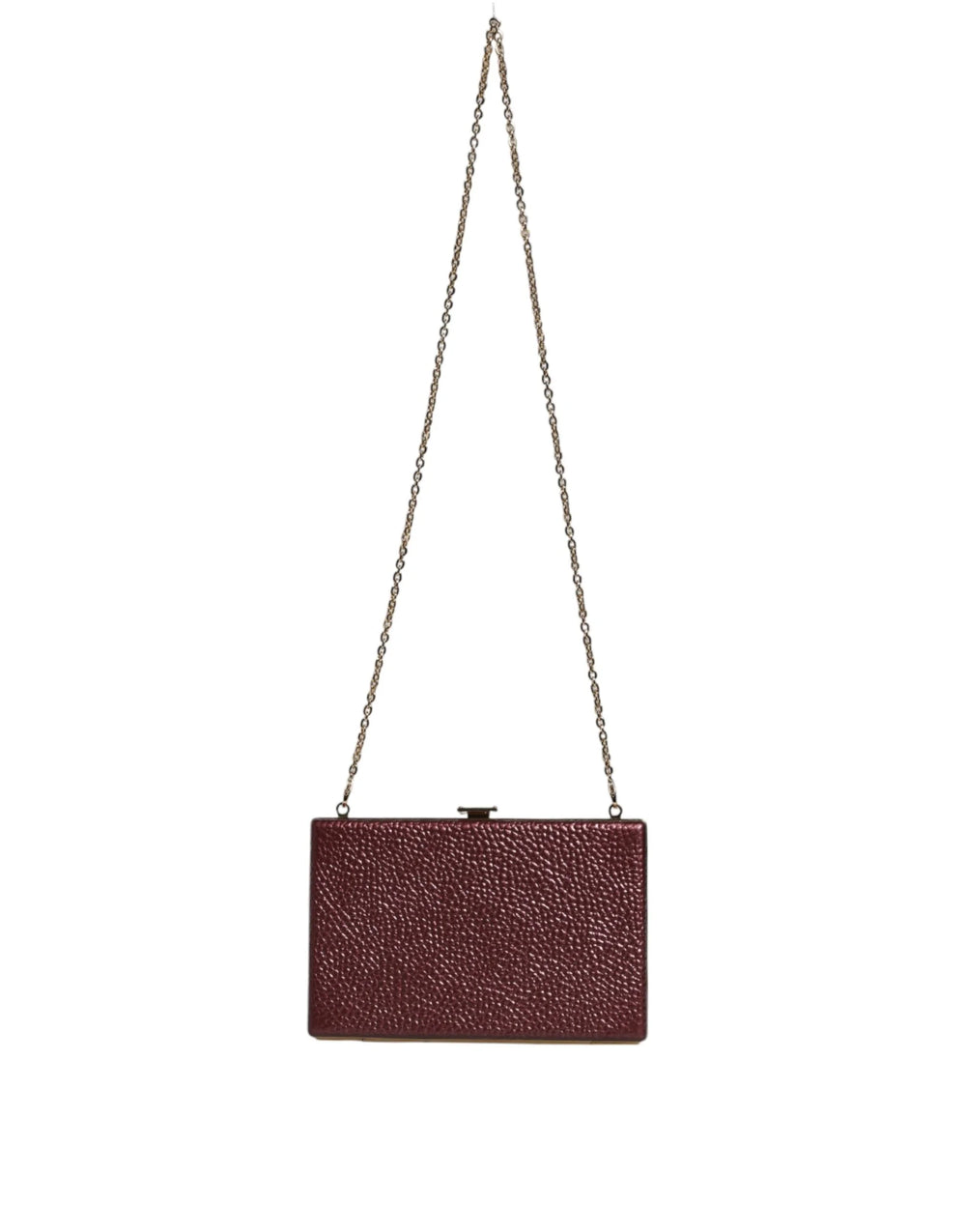 Dolce & Gabbana Maroon Leather Clutch Evening Crossbody Bag - Clutch Bags