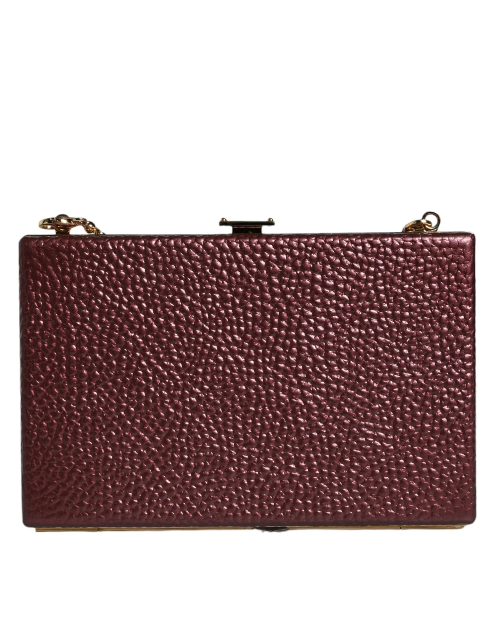 Dolce & Gabbana Maroon Leather Clutch Evening Crossbody Bag - Clutch Bags