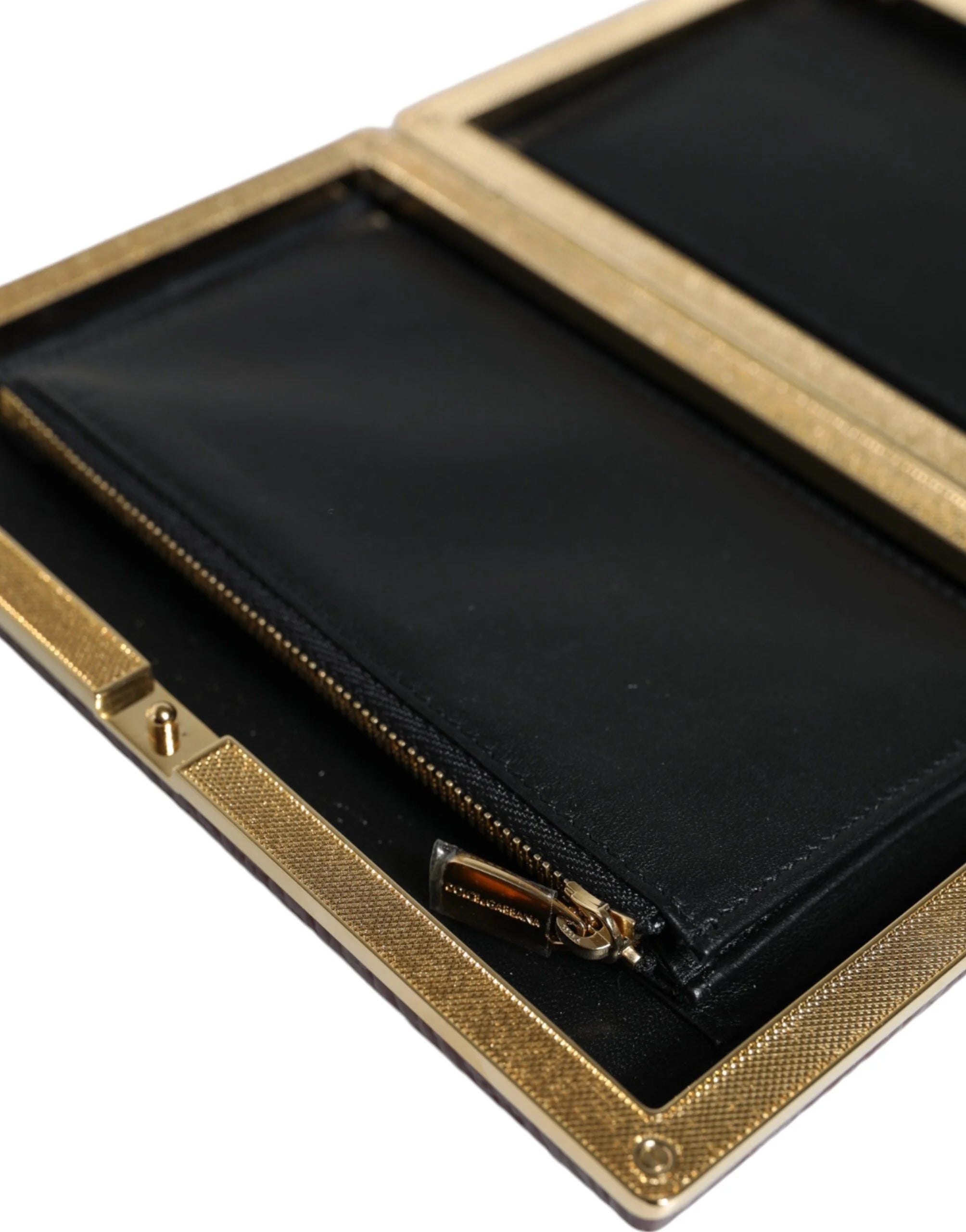 Dolce & Gabbana Maroon Leather Clutch Evening Crossbody Bag - Clutch Bags