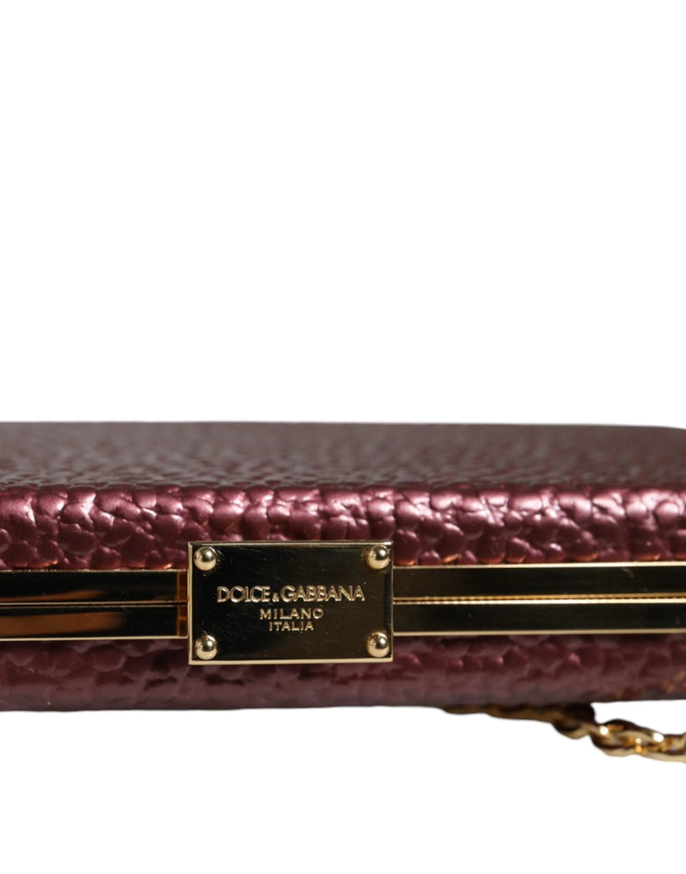 Dolce & Gabbana Maroon Leather Clutch Evening Crossbody Bag - Clutch Bags