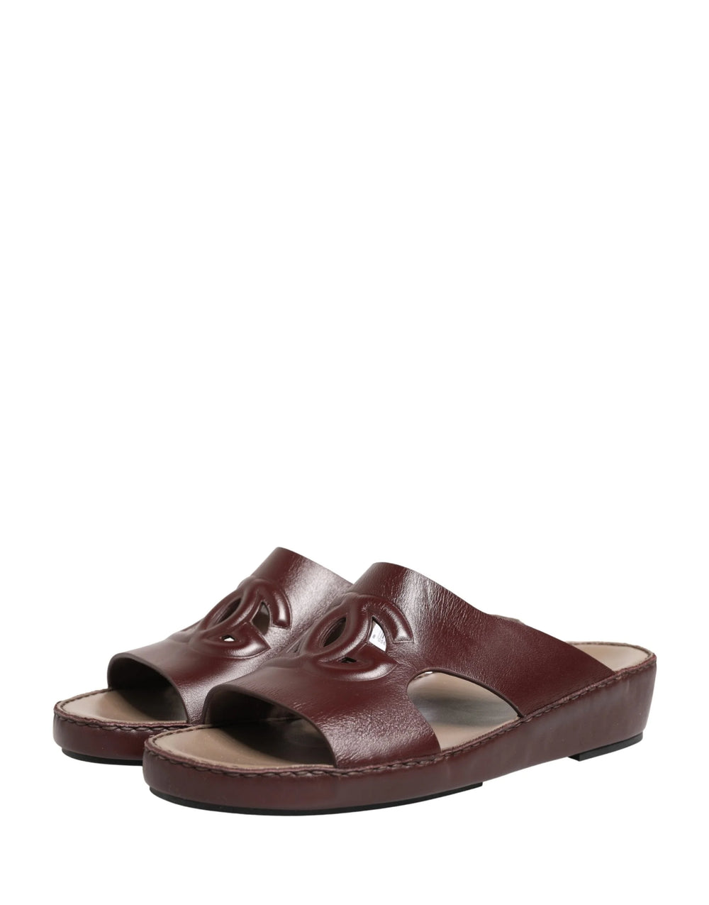 Dolce & Gabbana Maroon Leather Cutout DG Logo Sandals Shoes - EU44/US13.5