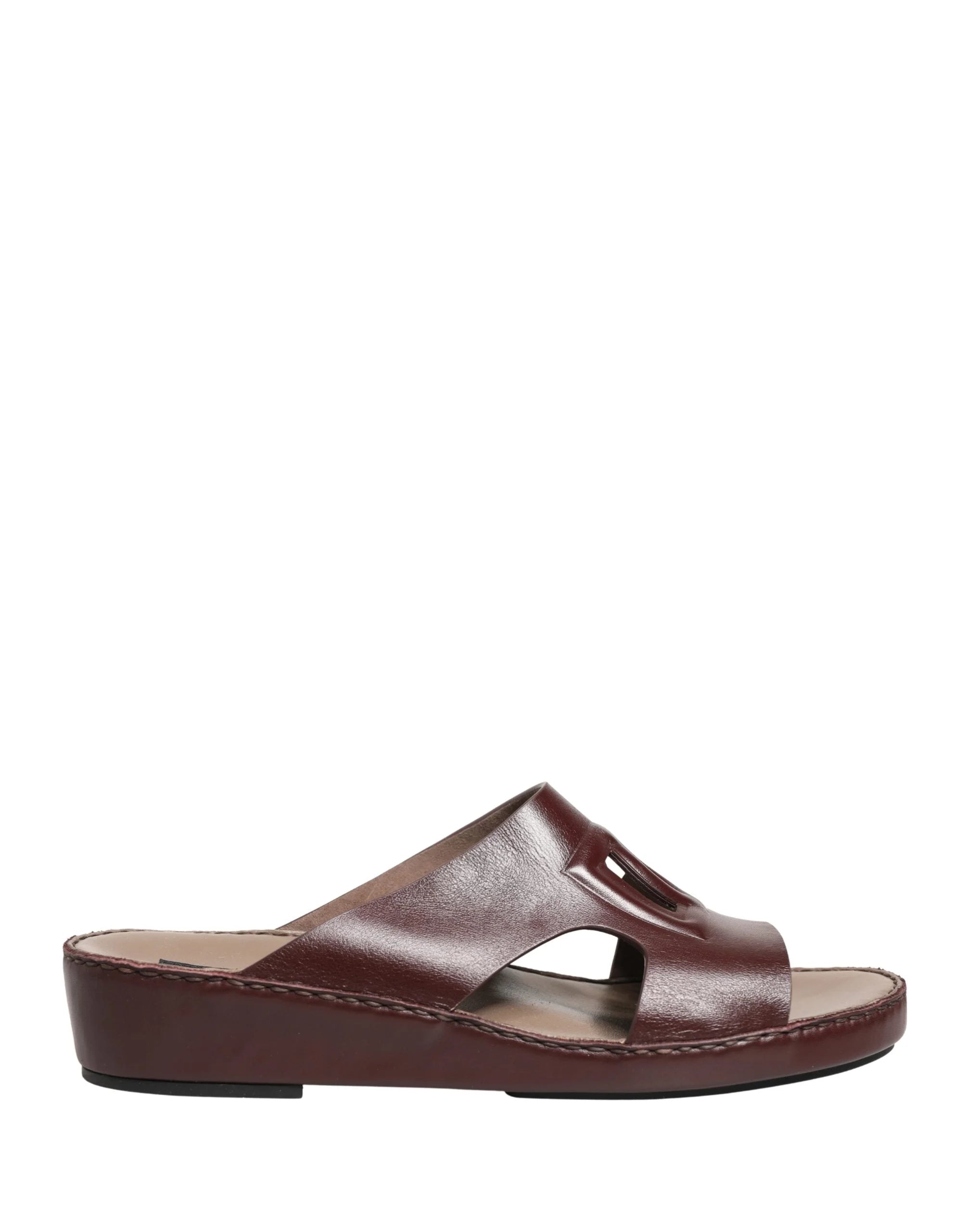 Dolce & Gabbana Maroon Leather Cutout DG Logo Sandals Shoes - EU44/US13.5