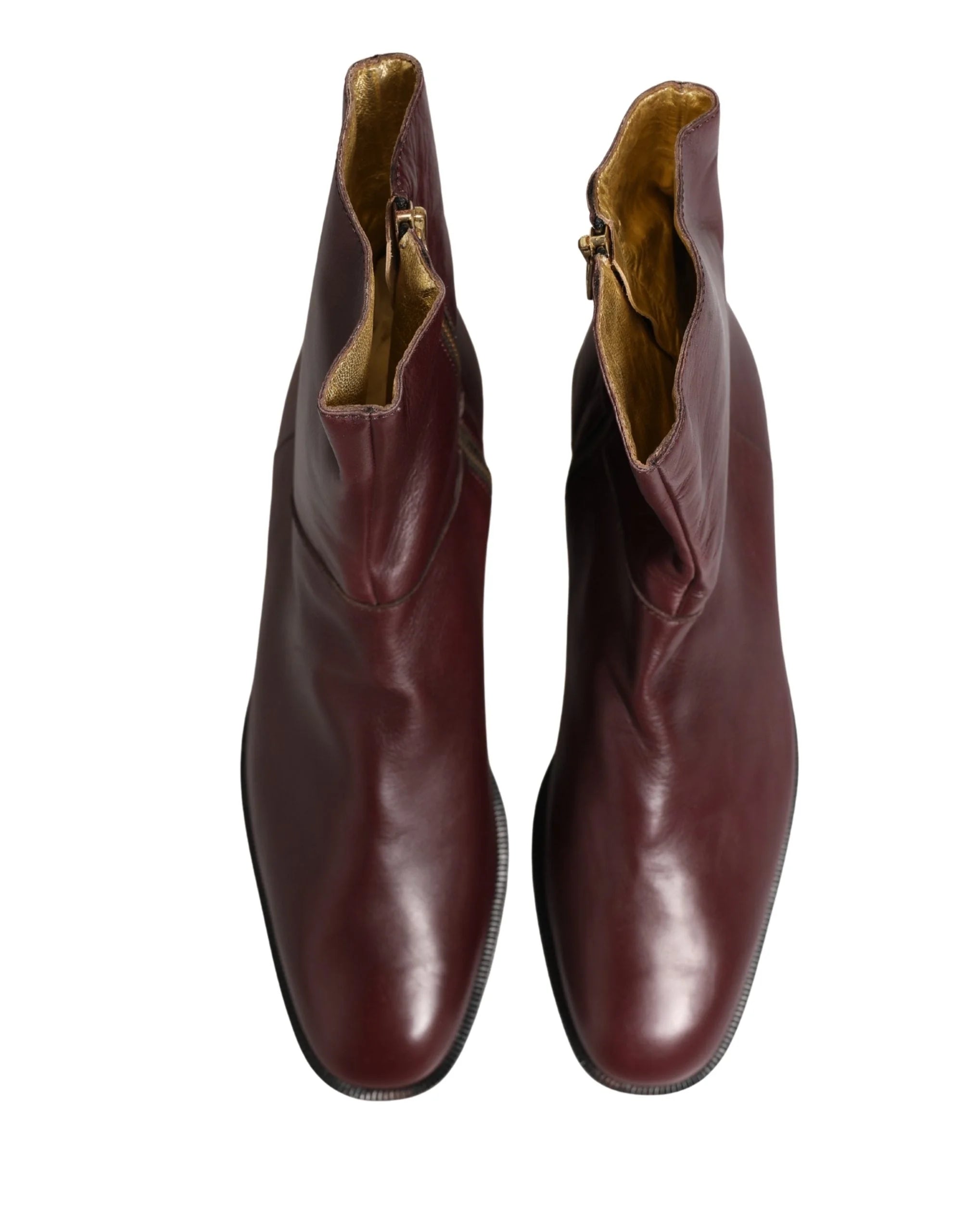 Dolce & Gabbana Maroon Leather Flats Biker Ankle Boots Shoes - EU40/US9.5