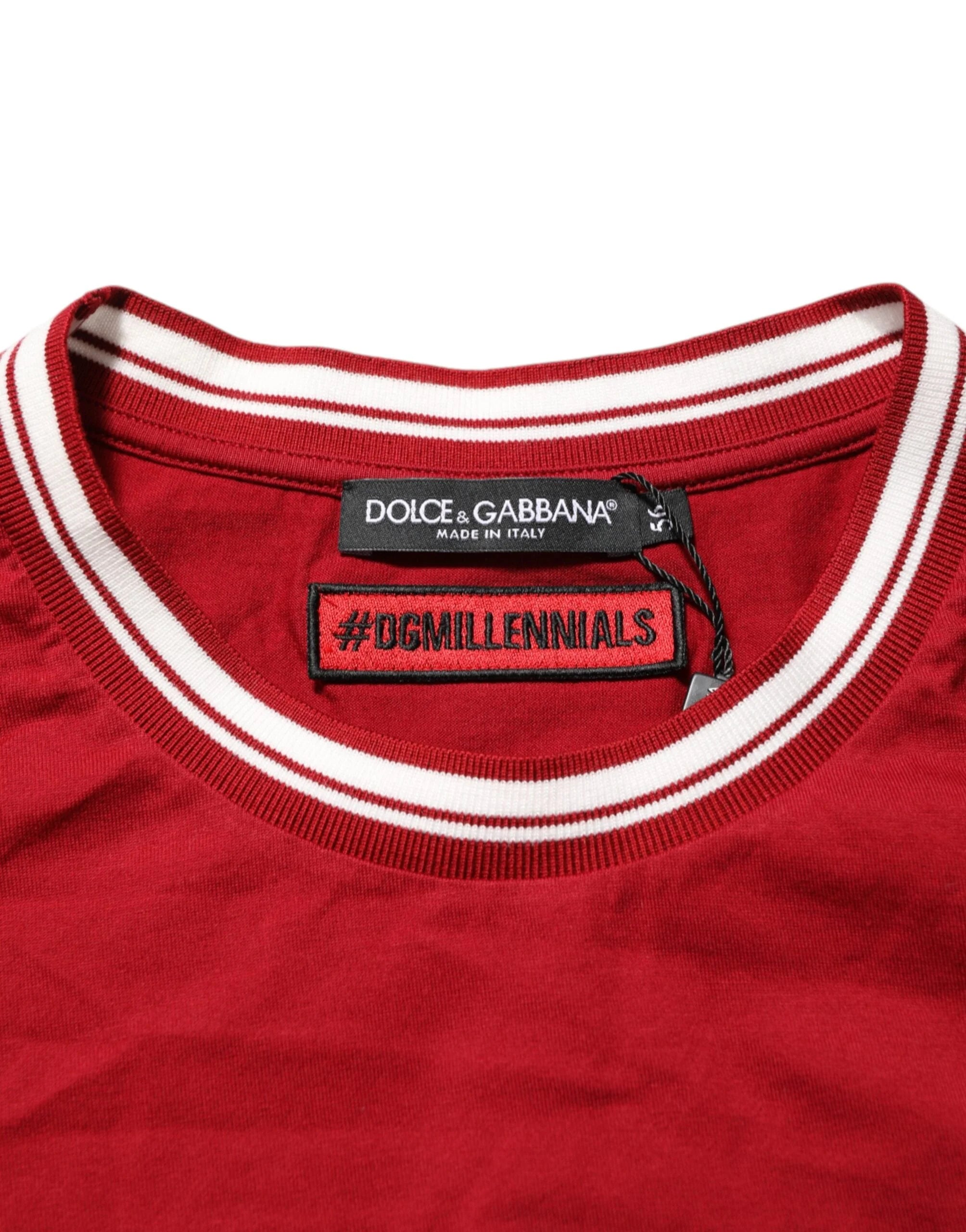 Dolce & Gabbana Maroon LogoCrown Cotton Half Sleeve T-shirt - IT56 | XXL - T-Shirts