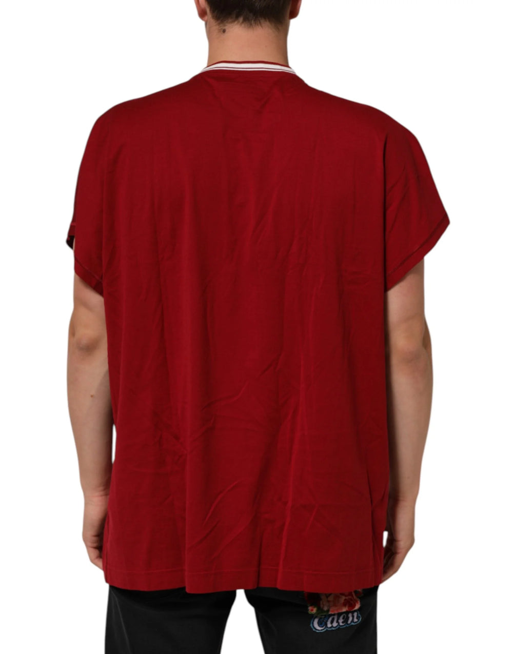 Dolce & Gabbana Maroon LogoCrown Cotton Half Sleeve T-shirt - IT56 | XXL - T-Shirts