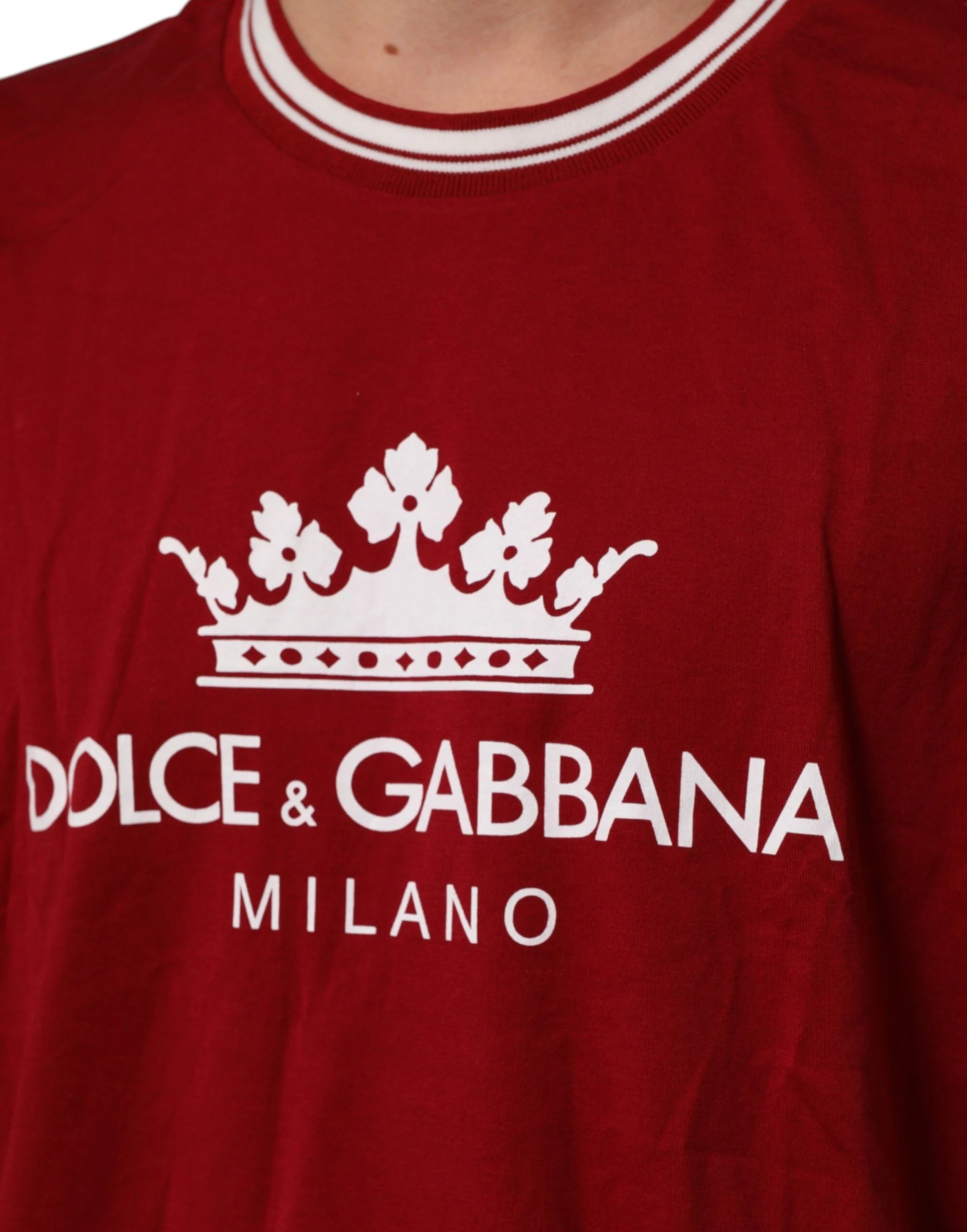 Dolce & Gabbana Maroon LogoCrown Cotton Half Sleeve T-shirt - IT56 | XXL