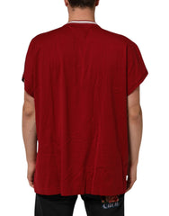 Dolce & Gabbana Maroon LogoCrown Cotton Half Sleeve T-shirt - IT56 | XXL