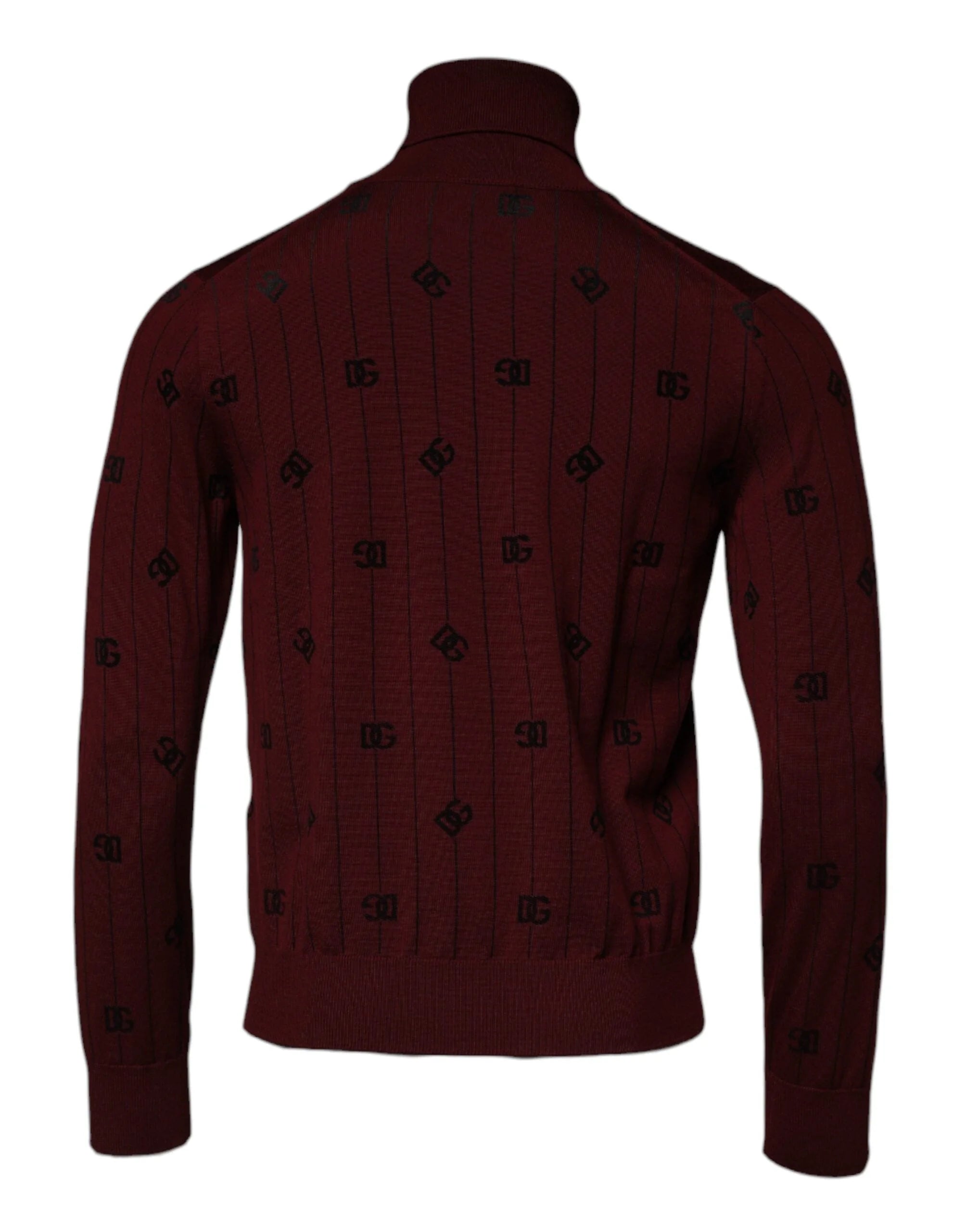 Dolce & Gabbana Maroon Monogram Turtleneck Pullover Sweater - IT48 | M - Sweaters