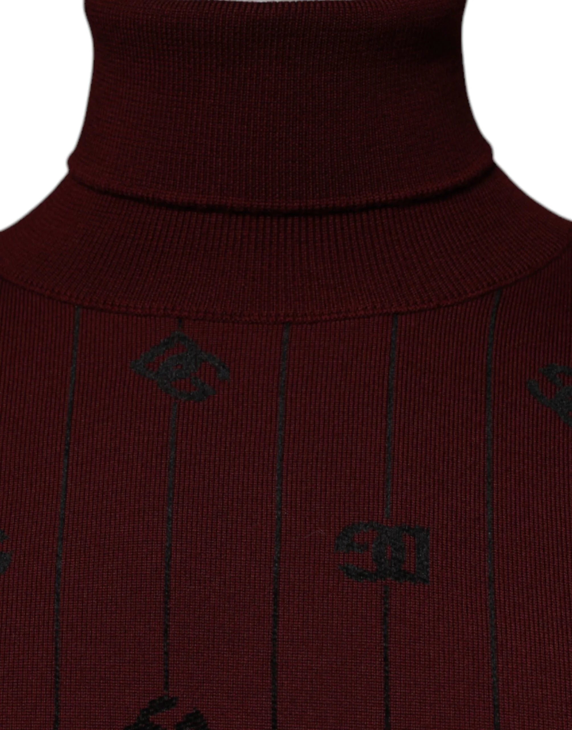 Dolce & Gabbana Maroon Monogram Turtleneck Pullover Sweater - IT48 | M - Sweaters