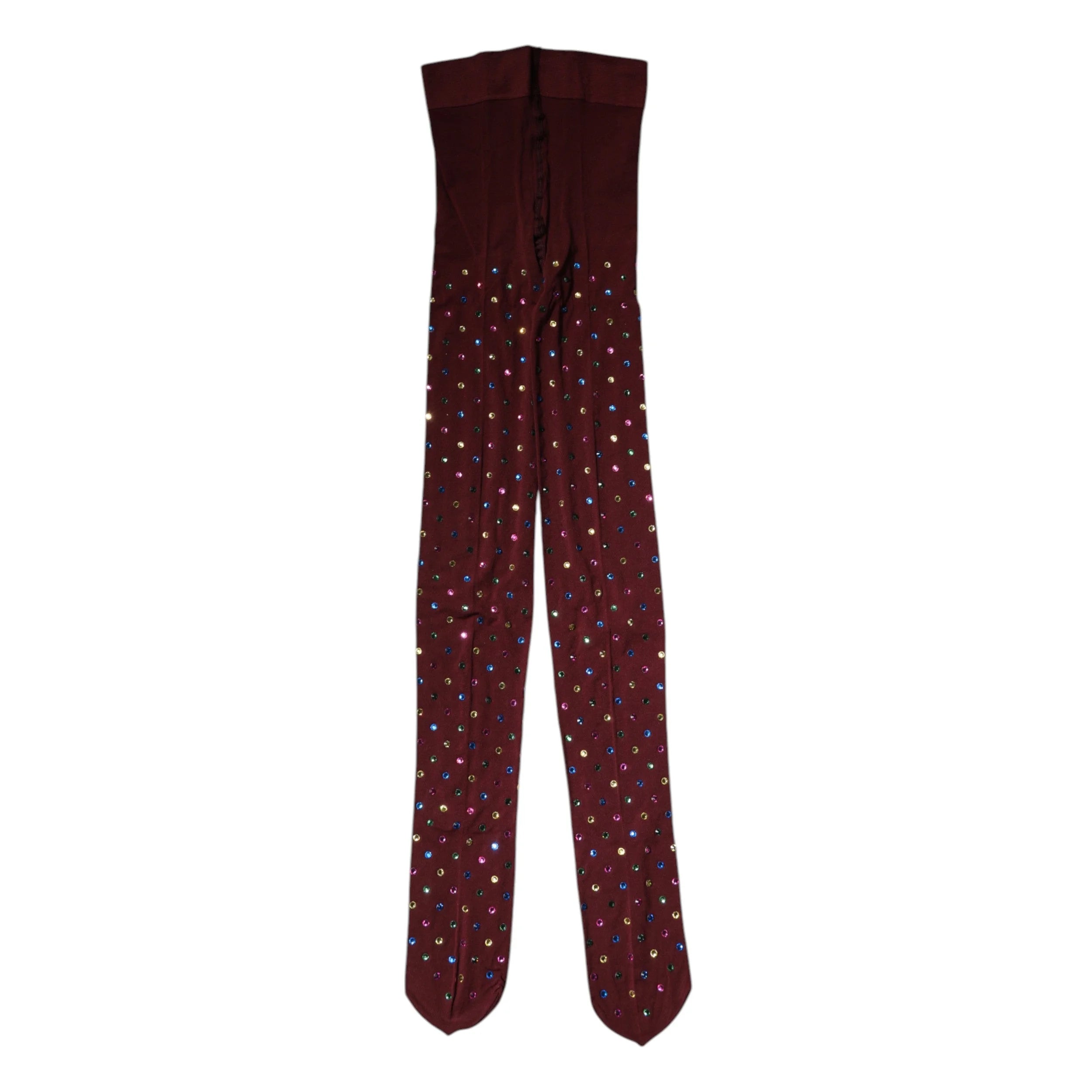 Dolce & Gabbana Maroon Nylon Crystal Embellished Pantyhose Tights - Hosiery