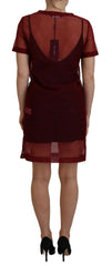 Dolce & Gabbana Maroon Nylon Two Layer Shift Mini Dress - IT40|S - Dresses