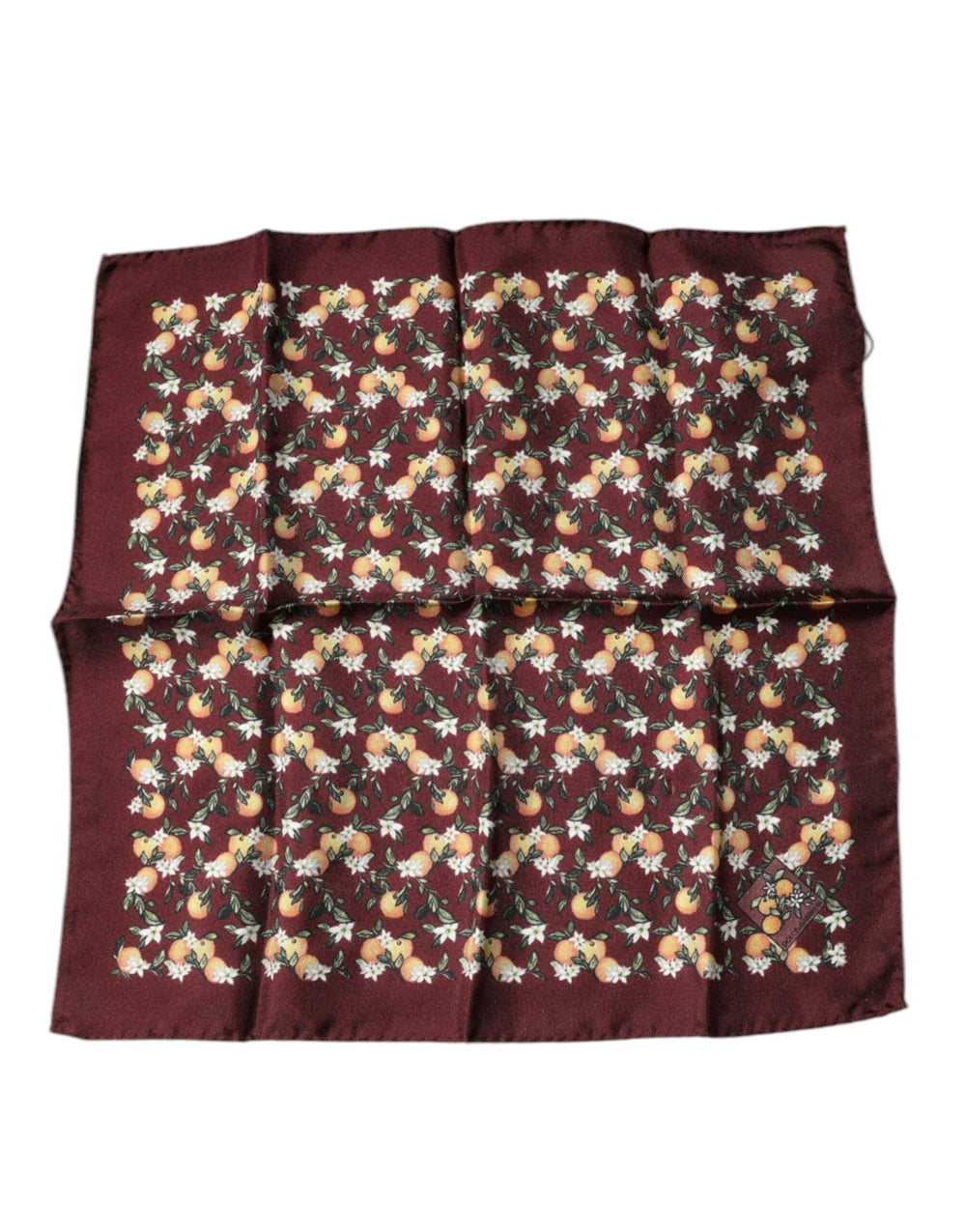 Dolce & Gabbana Maroon Oranges Silk Square Handkerchief Scarf - Scarves & Shawls