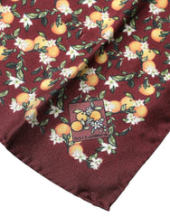 Dolce & Gabbana Maroon Oranges Silk Square Handkerchief Scarf - Scarves & Shawls