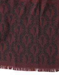 Dolce & Gabbana Maroon Patterned Silk Wrap Foulard Men 133cm x 22cm Scarf