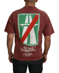 Dolce & Gabbana Maroon Print Round Neck Short Sleeves T-shirt - IT46 | S - T-Shirts