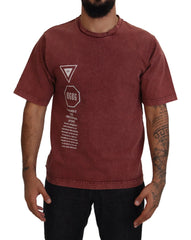 Dolce & Gabbana Maroon Print Round Neck Short Sleeves T-shirt - IT46 | S - T-Shirts