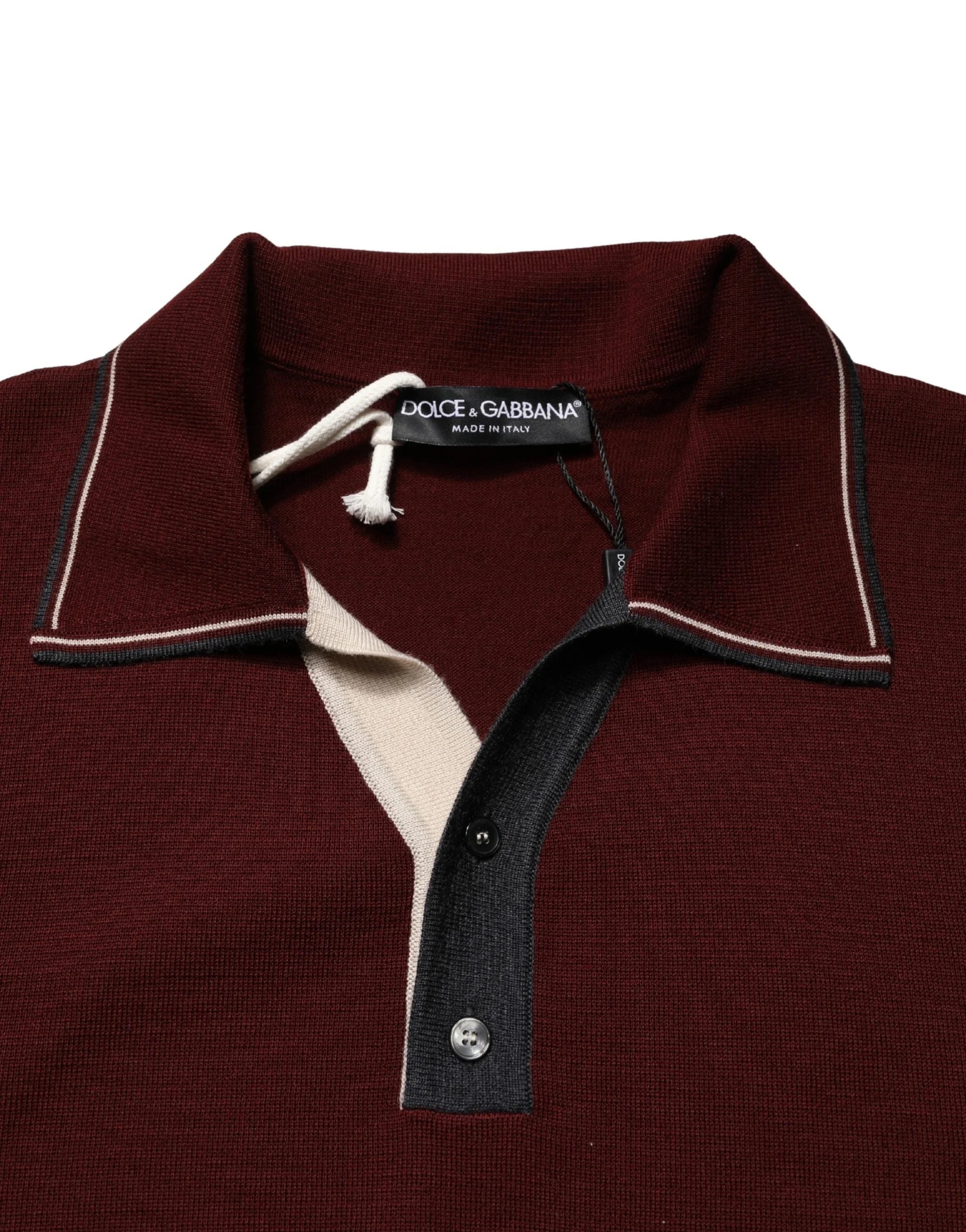 Dolce & Gabbana Burgunderrot Re-Edition Woll-Langarm-T-Shirt - IT50 | L