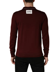 Dolce & Gabbana Weinrot Re-Edition Woll-Langarm-T-Shirt – IT50 | L