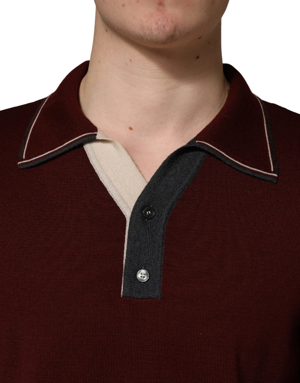 Dolce & Gabbana Weinrot Re-Edition Woll-Langarm-T-Shirt – IT50 | L