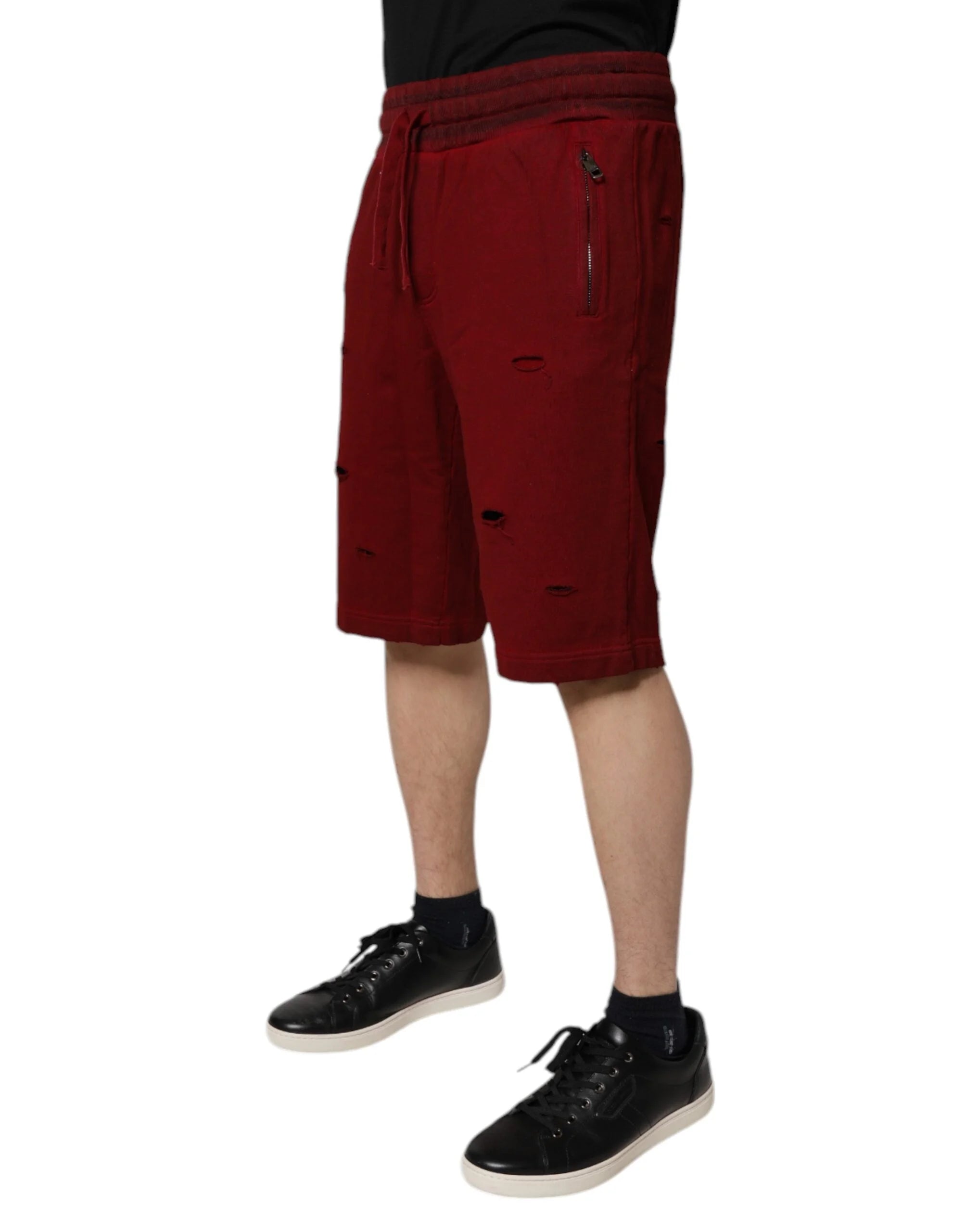 Dolce & Gabbana Maroon Rip Style Bermuda Sweatshorts Shorts - Bermudas