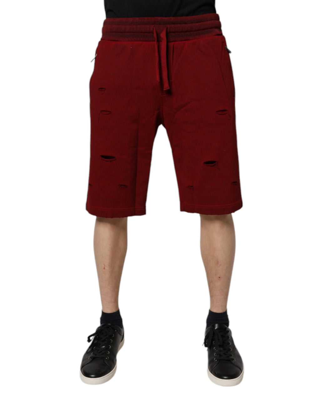 Dolce & Gabbana Maroon Rip Style Bermuda Sweatshorts Shorts - Bermudas