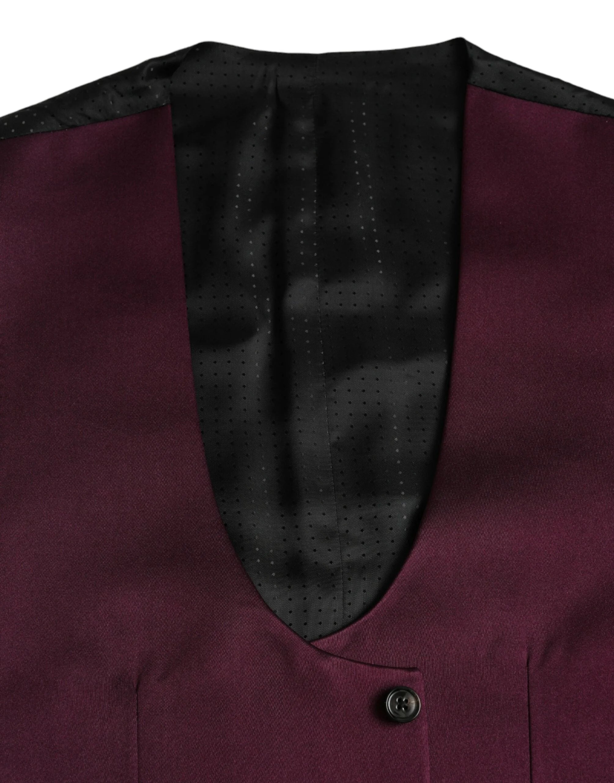 Dolce & Gabbana Maroon Satin Silk Waistcoat Dress Formal Vest - IT46 | S - Vests