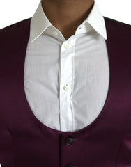 Dolce & Gabbana Maroon Satin Silk Waistcoat Dress Formal Vest - IT46 | S - Vests