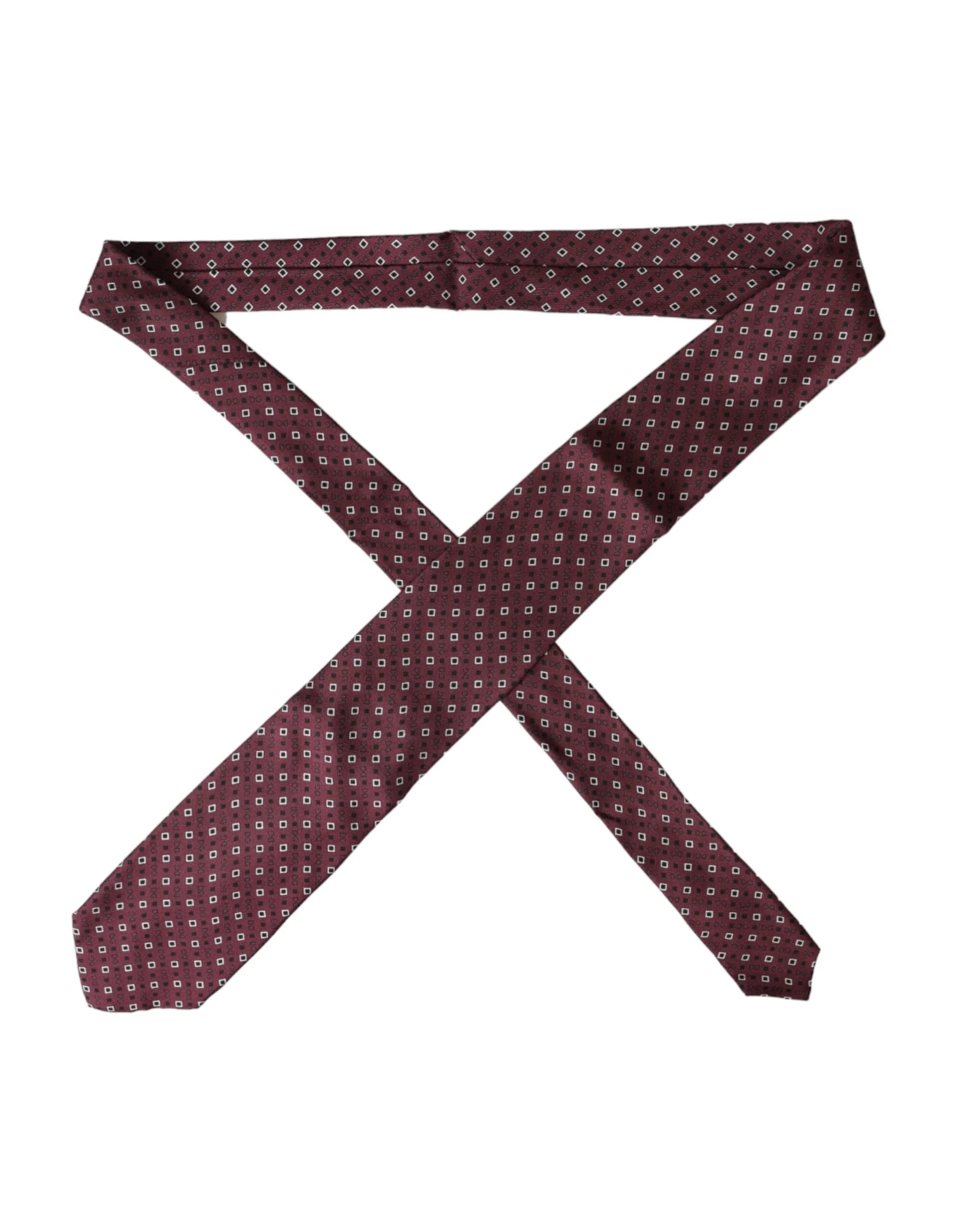 Dolce & Gabbana Maroon Silk Branded Logo Adjustable Men Tie - Neckties