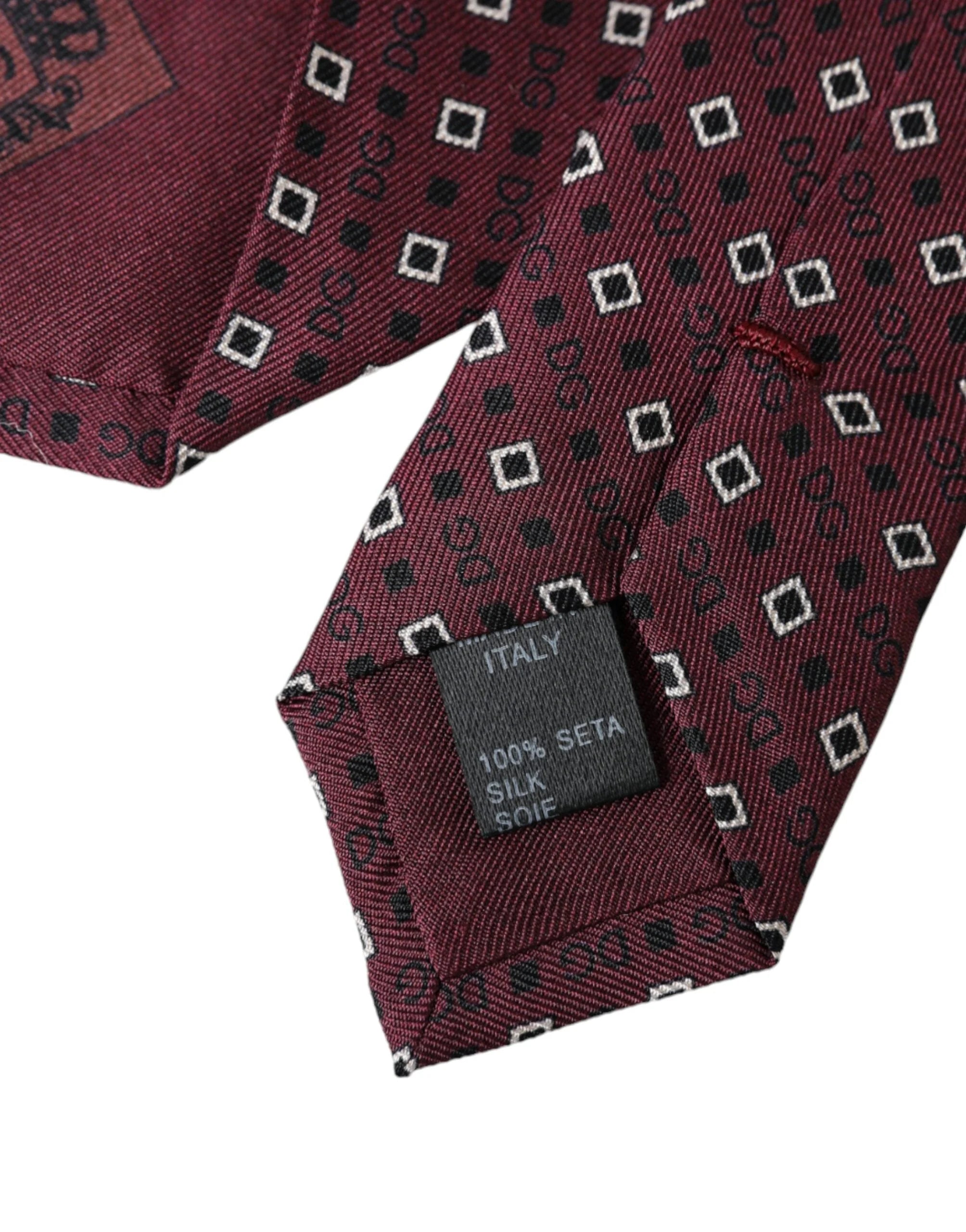 Dolce & Gabbana Maroon Silk Branded Logo Adjustable Men Tie - Neckties