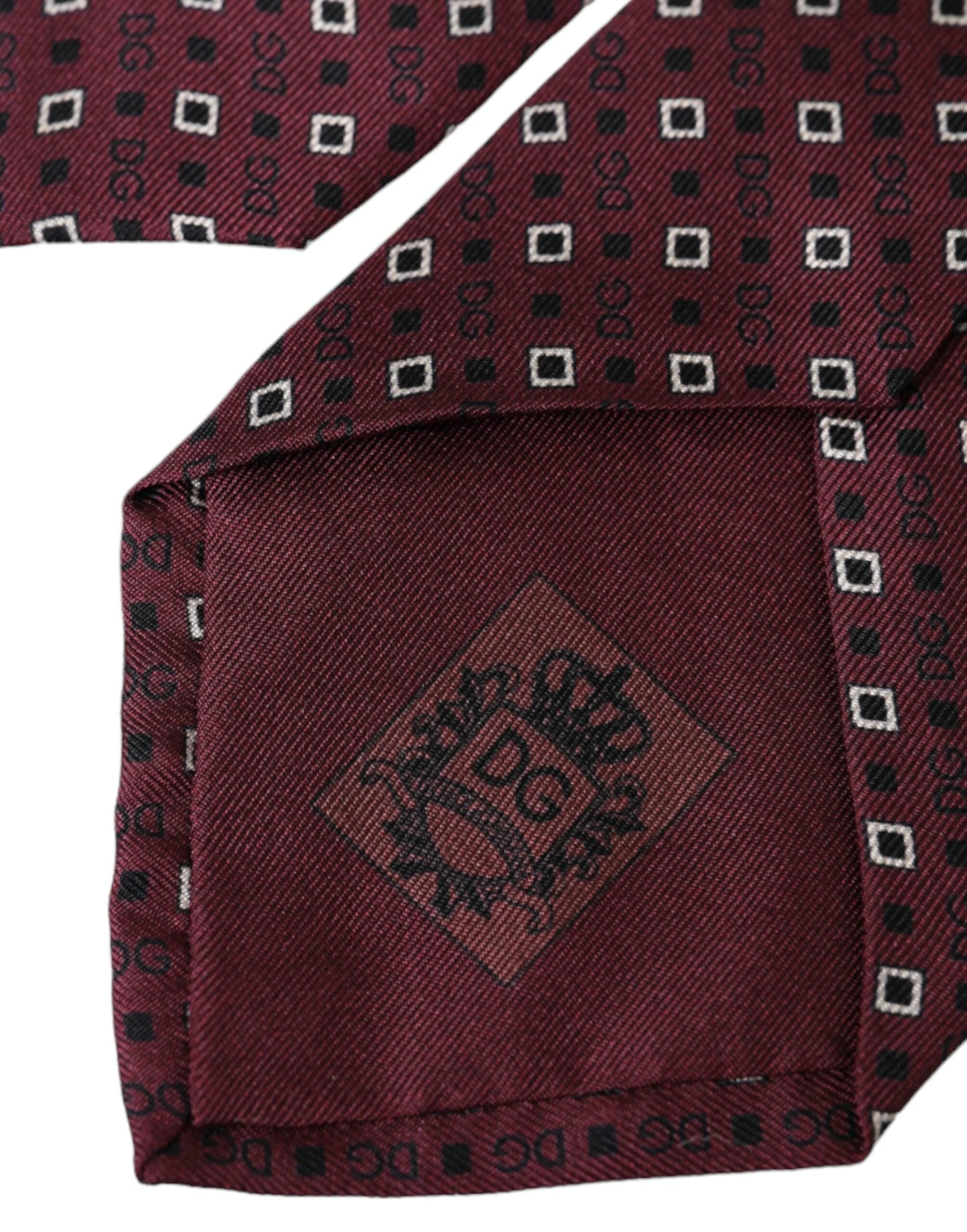 Dolce & Gabbana Maroon Silk Branded Logo Adjustable Men Tie - Neckties
