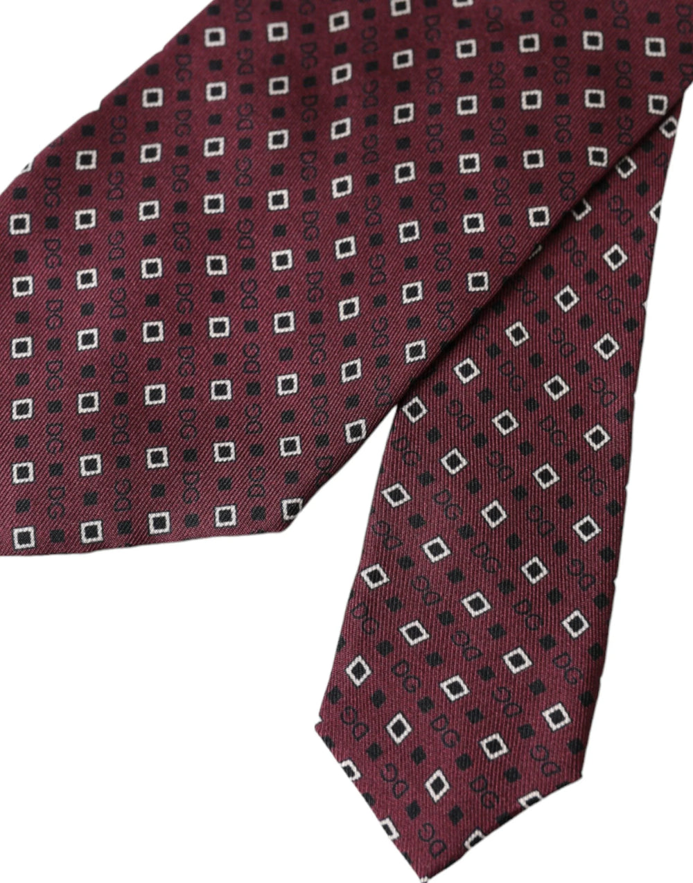 Dolce & Gabbana Maroon Silk Branded Logo Adjustable Men Tie - Neckties