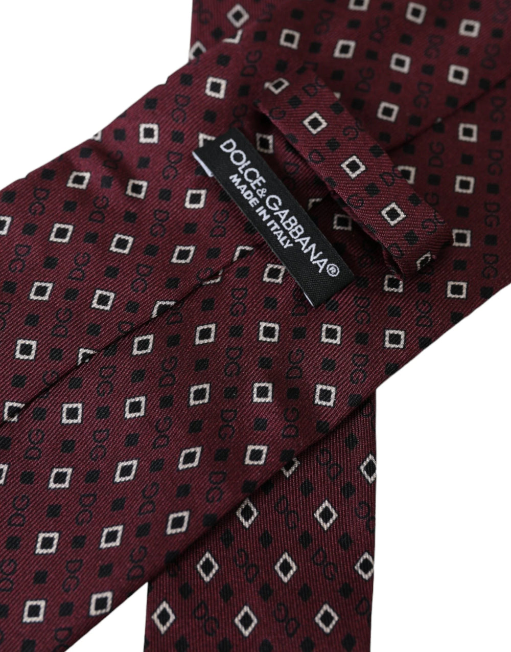Dolce & Gabbana Maroon Silk Branded Logo Adjustable Men Tie - Neckties