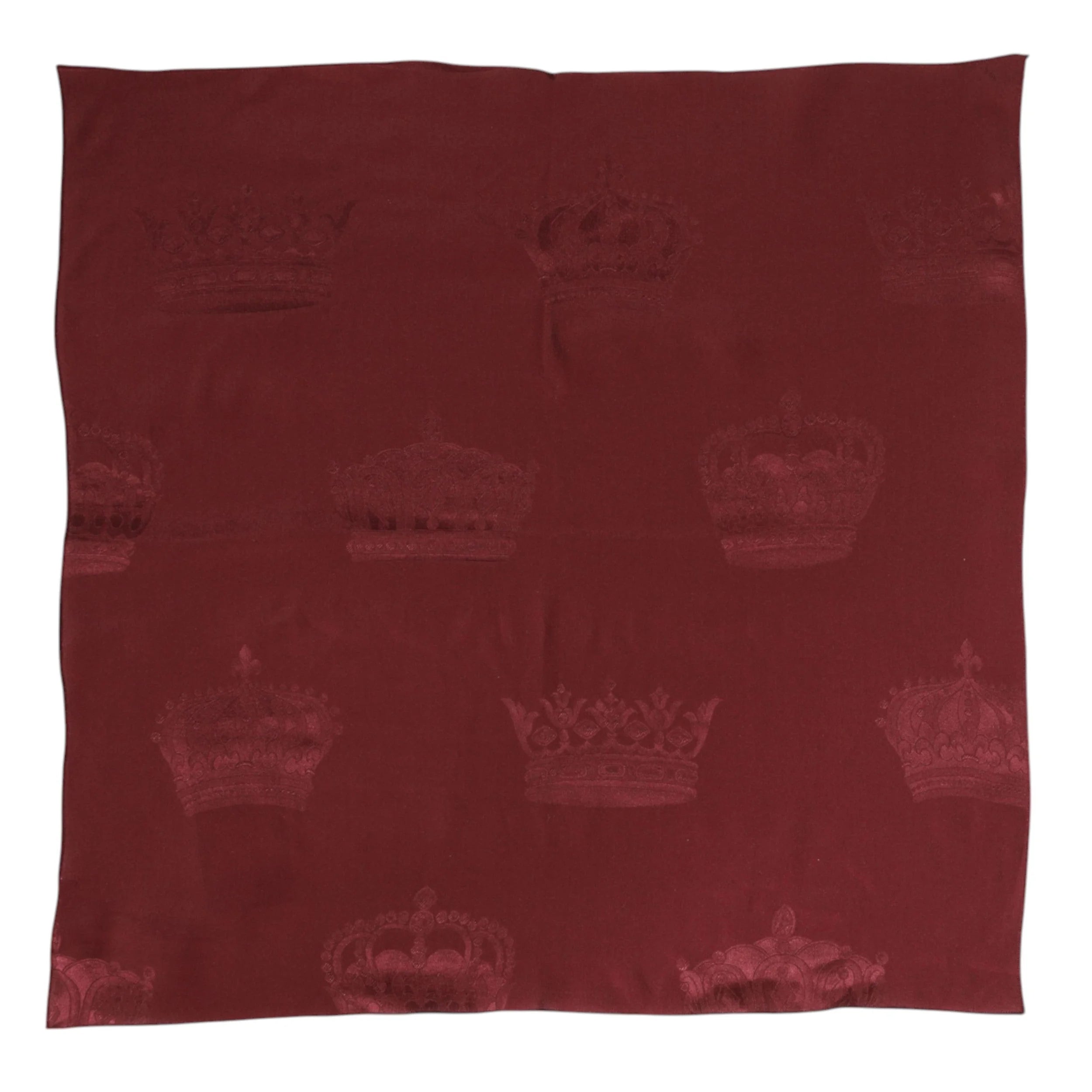 Dolce & Gabbana Maroon Silk Crown Square Men Foulard Scarf - Scarves & Shawls