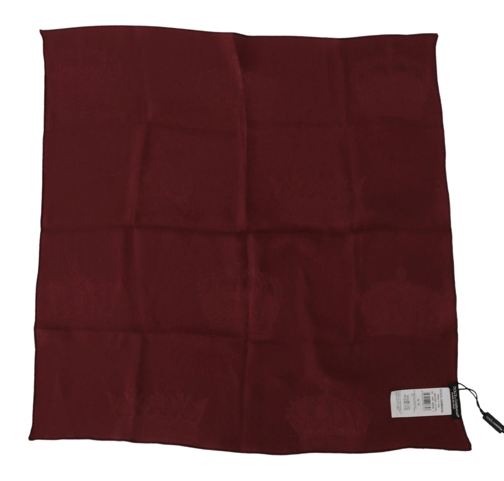 Dolce & Gabbana Maroon Silk Crown Square Wrap Handkerchief Scarf - Scarves & Shawls