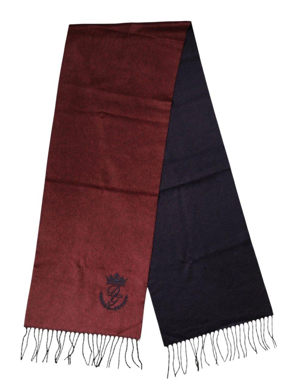 Dolce & Gabbana Maroon Silk Neck Wrap Shawl Fringes Scarf