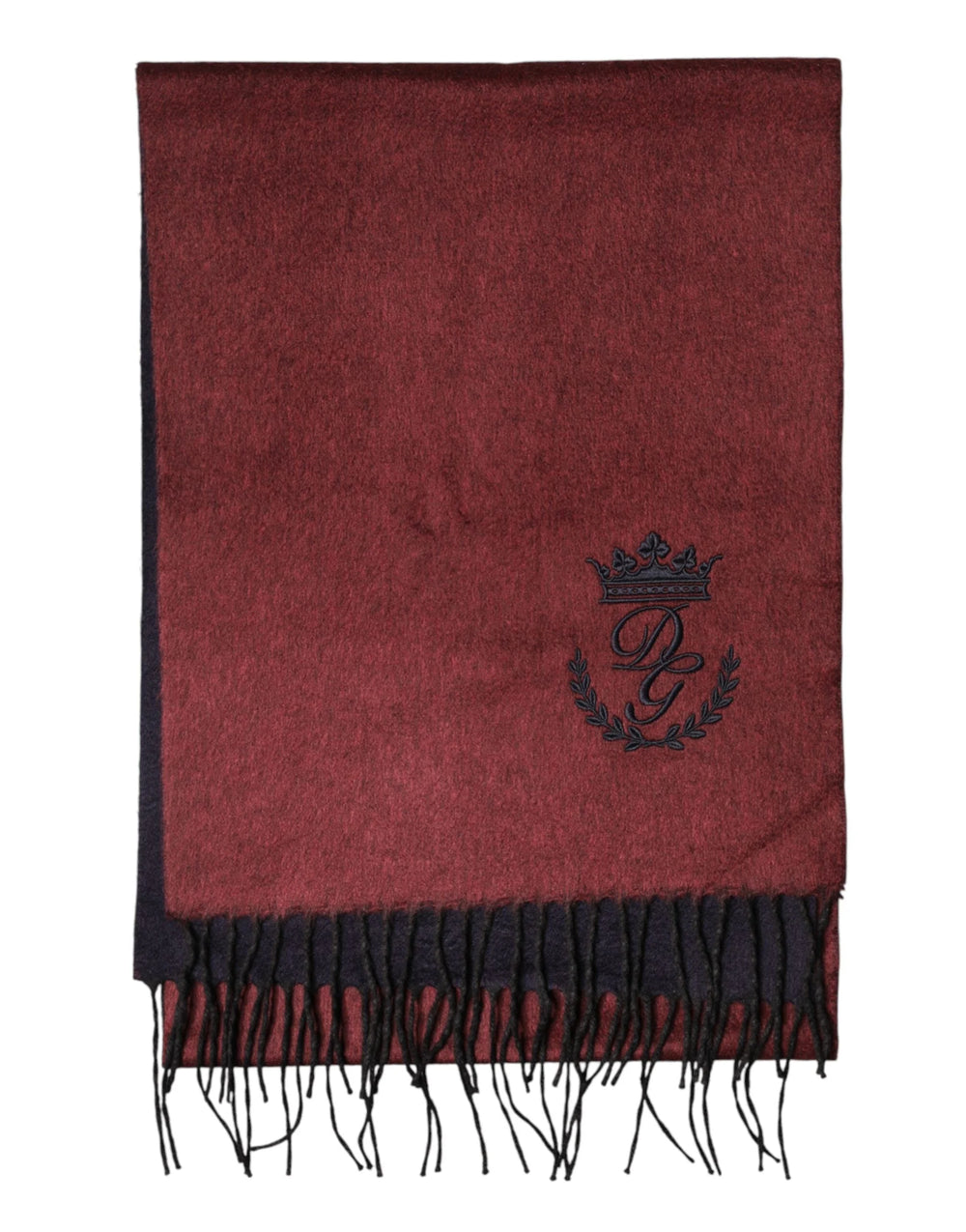 Dolce & Gabbana Maroon Silk Neck Wrap Shawl Fringes Scarf