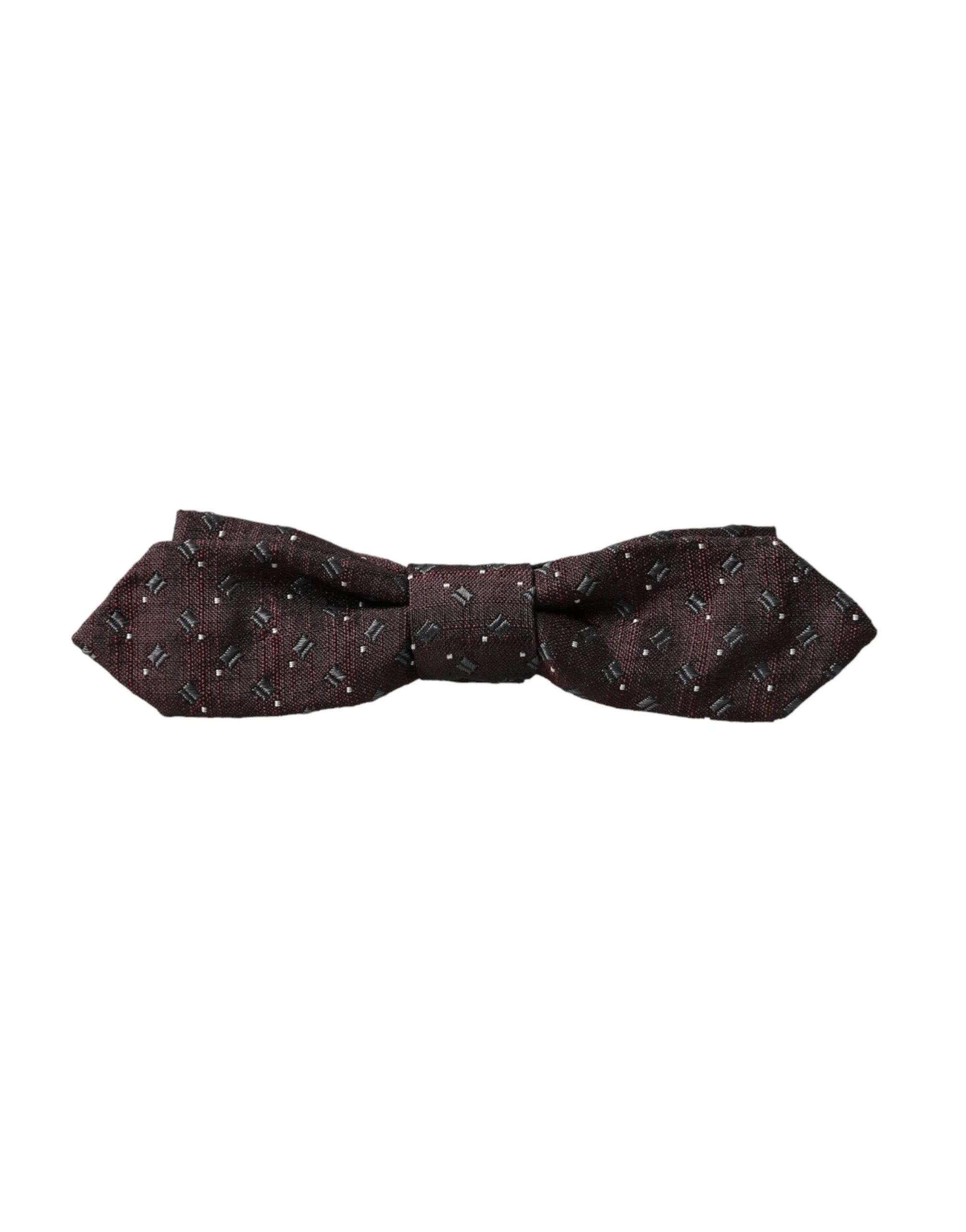 Dolce & Gabbana Maroon Silk Patterned Adjustable Neck Papillon Bow Tie - Neckties