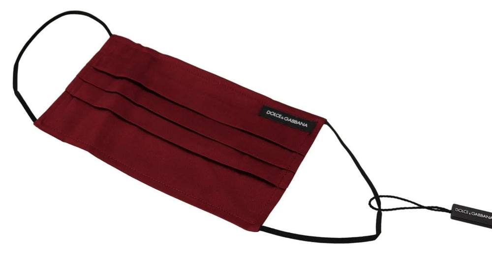 Dolce & Gabbana Maroon Silk Pleated Elastic Ear Strap One Size Face Mask - Fashion Face Masks