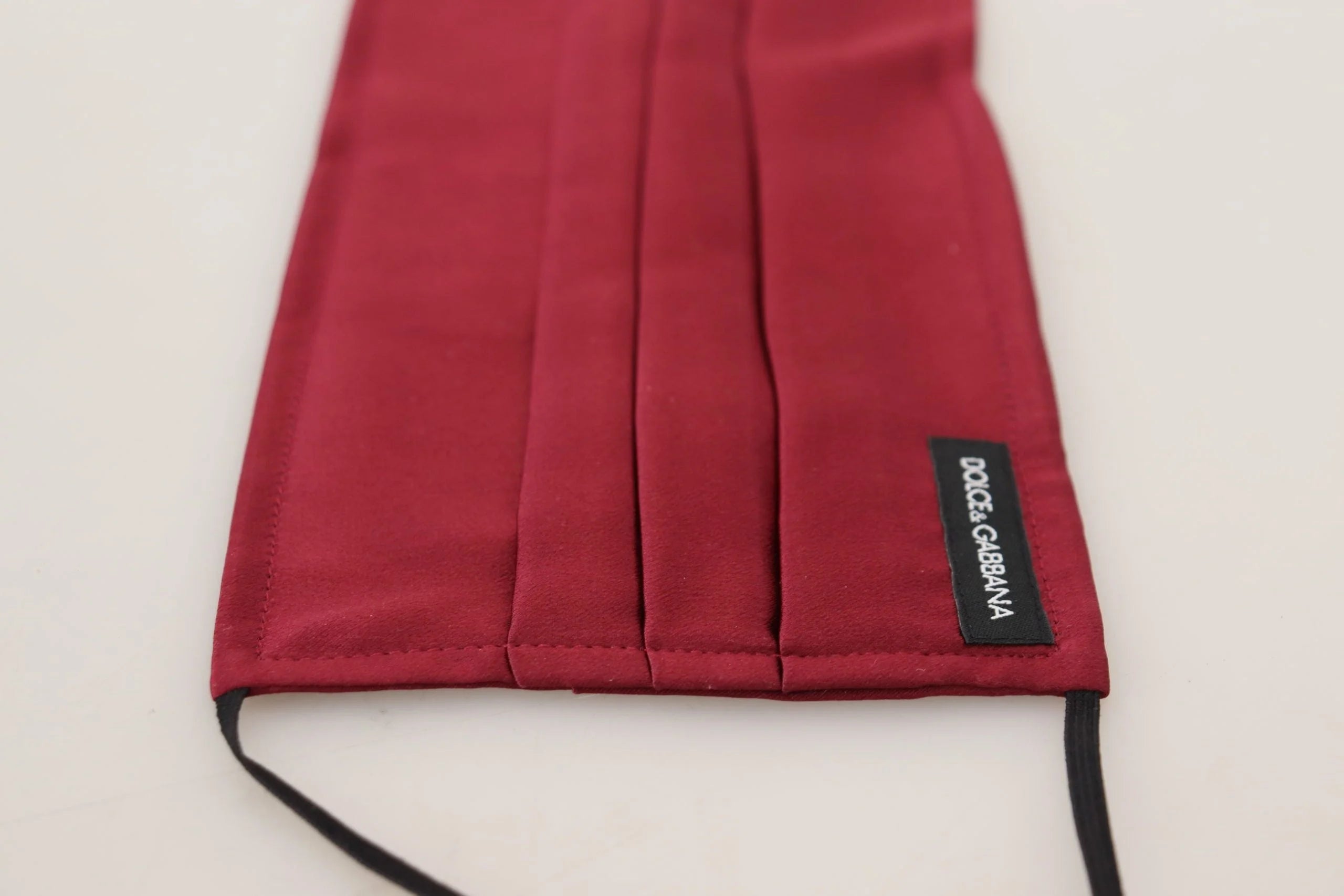 Dolce & Gabbana Maroon Silk Pleated Elastic Ear Strap One Size Face Mask - Fashion Face Masks