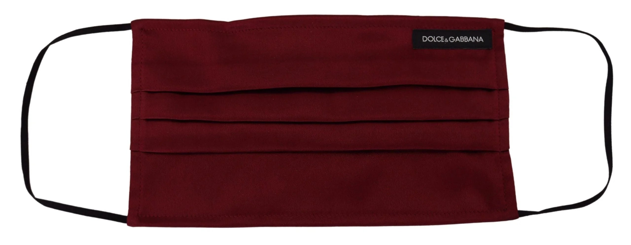 Dolce & Gabbana Maroon Silk Pleated Elastic Ear Strap One Size Face Mask - Fashion Face Masks