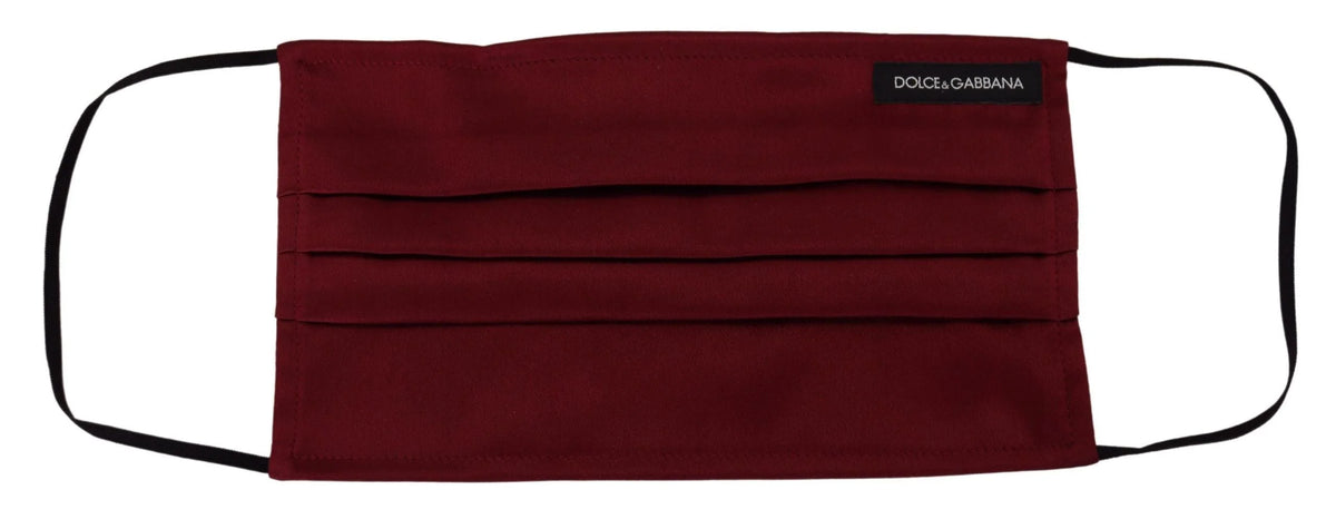 Dolce & Gabbana Maroon Silk Pleated Elastic Ear Strap One Size Face Mask - Fashion Face Masks