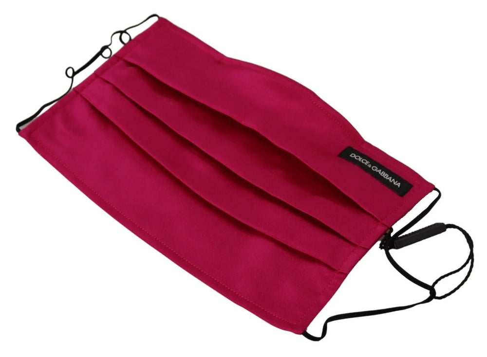 Dolce & Gabbana Maroon Silk Pleated Elastic Ear Strap One Size Face Mask - Fashion Face Masks